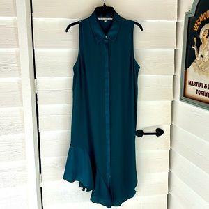 Forrest Green Rachel Roy sleeveless dress that buttons up the front